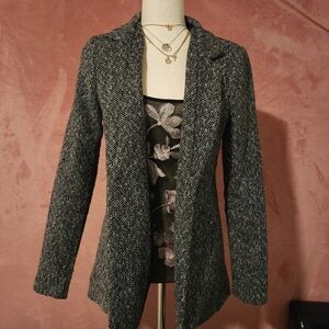 ENTRO Women's Gray Herringbone Blazer Sz S